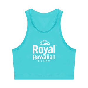blue yoga top with royall hawaiian logo