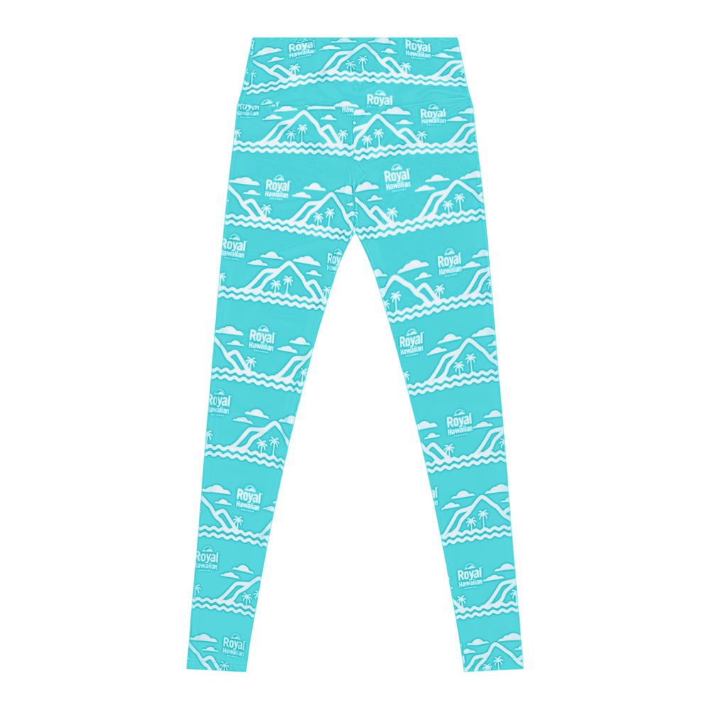 blue and white royal hawaiian print yoga pants 