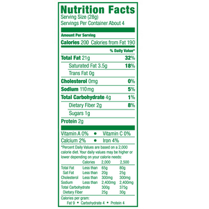 nutrition facts for organic garlic herb & olive oil macadamias- royal hawaiian orchards