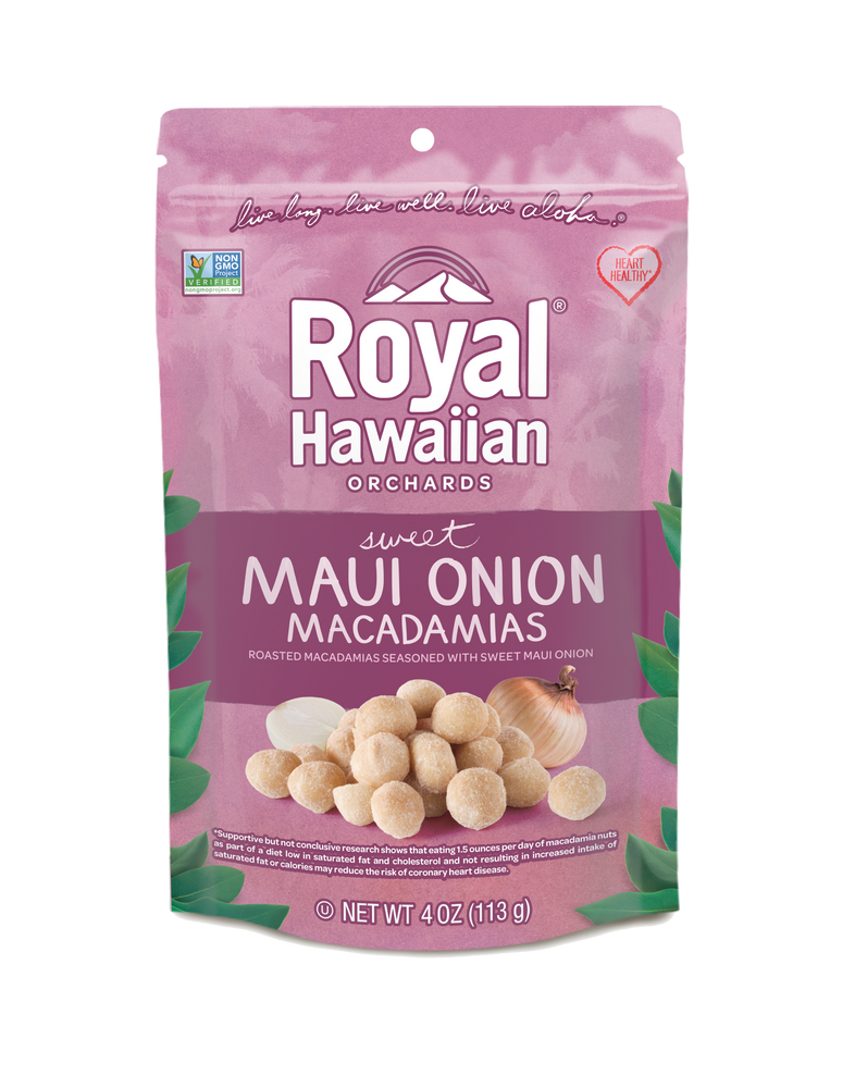 frontside of sweet maui onion macadamias- royal hawaiian orchards