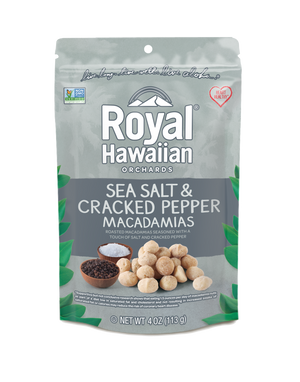 frontside of Sea Salt & Cracked Pepper Macadamias | Royal Hawaiian Orchards