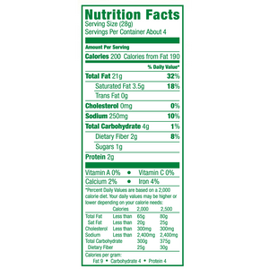 nutrition facts for organic rosemary & sea salt macadamias- royal hawaiian orchards